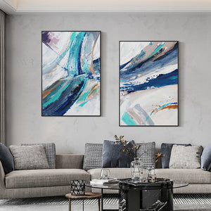 2PCS Poster Nordic Abstract Wall Art Canvas Handmade Oil Painting Hotel Home Decoration Modern Acrylic Mural Living Room Bedroom