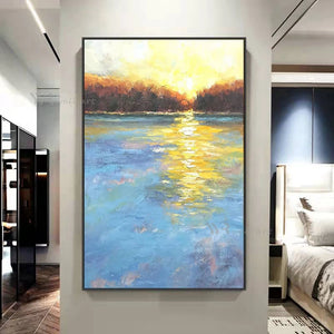 New Wall Decor Poster Hand Painted Sunrise Abstract Art Oil Painting Living Room Bedroom Porch Hotel Custom Large Canvas Picture