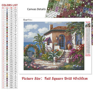 5D Diamond Painting Town Cross Stitch Mosaic House Diamond Embroidery Seaside Landscape Full Square Round Home Decor