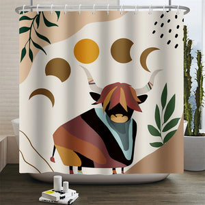 Tenda da doccia Boho di arte astratta nordica Tende da bagno in poliestere impermeabile Foglie tropicali Tende di palma per l'arredamento del bagno