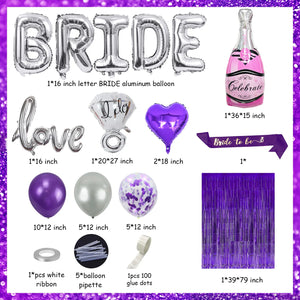 Cheereveal Bride To Be tema púrpura despedida de soltera decoración novia amor anillo globo de aluminio cortina suministros de ducha nupcial