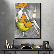 Load image into Gallery viewer, Handmade Oil Painting On Canvas Abstract Cartoon Figure Portrait Modern Wall Art Painting Interior Home Decor For Living Room