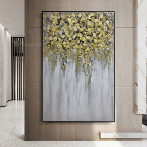 Abstract Money Trees Gold Painting For Home Decoration Hand Painted Canvas Oil Painting Drawing Picture Wall Poster Living Room