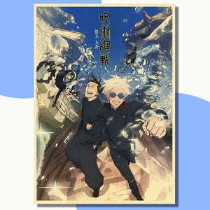 Jujutsu Kaisen Anime Poster Anime Room Decor Pittura Carta Kraft vintage Adesivi murali per la casa Pittura artistica Senza cornice