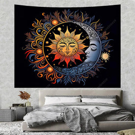 Sun Moon Mandala Arazzo appeso a parete Arte Estetica Sfondo Panno Stregoneria Arazzi Decorazione murale della stanza hippie