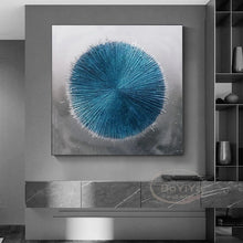 Carica l&#39;immagine nel visualizzatore della Galleria, Modern decor Blue Wall Art Poster Pure Hand-Painted Canvas Oil Painting hallway hanging Poster light luxury living room mural