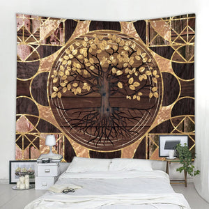 Tapiz de decoración del hogar con símbolos místicos vikingos, escenas psicodélicas, Hippie, bohemio, decoración de pared de habitación, sábanas de estera de Yoga