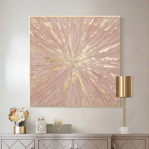 Wedding Decoration Gold And Pink Wall Art Poster Handmade Abstract Oil Painting On Canvas Hang Picture For Living Room Bedroom