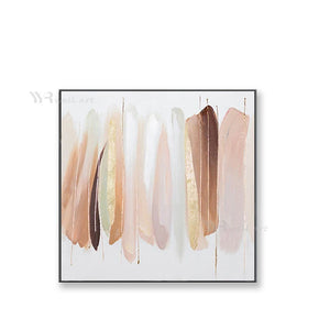 Nordic Hand Painted Abstract Gold Pink Oil Painting On Canvas Wall Poster Hanging Picture Image For Living Room Bedroom Unframed