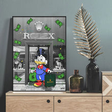 Cargar imagen en el visor de la galería, Póster de dibujos animados de Disney de Mickey Mouse, Pato Donald, cuadro sobre lienzo para pared, imágenes divertidas de dinero, decoración de dormitorio para niños