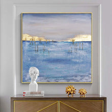 Load image into Gallery viewer, Canvas Painting Wall Art Abstract Gold Decor Picture Handmade Oil Painting Blue Hang Poster Artwork For Living Room Hotel Porch
