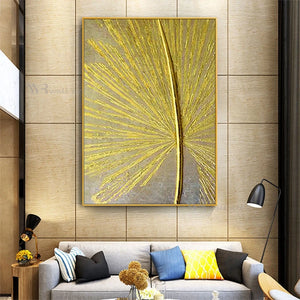 Gold Decor Oil Painting Modern Home Living Room Abstract Unique Art Mural Handmade Gold Foil Luxury Canvas Wall Aesthetic Poster