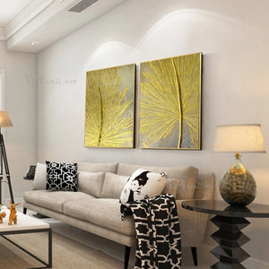 Gold Decor Oil Painting Modern Home Living Room Abstract Unique Art Mural Handmade Gold Foil Luxury Canvas Wall Aesthetic Poster