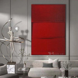 Abstract Handmade Canvas Oil Painting Wall Art Decor Poster Red Texture Acrylic Mural Living Room Bedroom Hotel Custom Picture