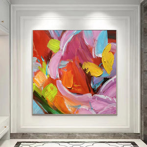 Hand Painted Colorful Abstract Oil Painting, Thick Textured Canvas Oil Painting, Contemporary Abstract Wall Art for Home Decor,