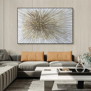 One Piece Modern Gold Line Picture On The Wall Pure Handmade Abstract Oil Painting Canvas Art Poster For Living Room Bedroom