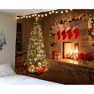 Tapiz colgante de pared de árbol de Navidad, decoración de tela de fondo, Mural, toalla, manta, decoración del hogar, tapices estampados de poliéster, arte