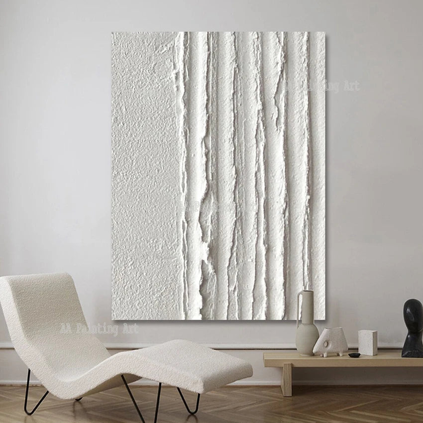 Modern Wall Painting Art Heavy Textured Thick 3D Abstract White Acrylic Painting Canvas Picture Art Hand Painted Wall Artwork