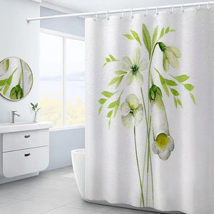 Фиолетовый цветок гортензии, белая занавеска для душа, Пейзаж, 3D зеленое растение, водонепроницаемая полиэстеровая занавеска для ванной комнаты, декор для экрана для ванной