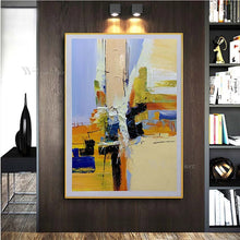 Laden Sie das Bild in den Galerie-Viewer, Large House Painting Vertical Abstract Wall Art Poster Handmade Texture Thick Oil Mural Hang Picture For Living Room Bedroom