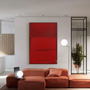 Abstract Handmade Canvas Oil Painting Wall Art Decor Poster Red Texture Acrylic Mural Living Room Bedroom Hotel Custom Picture