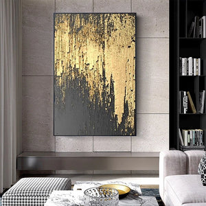 Modern decoration salon Posters on the wall Pure Hand drawn abstract oil painting on canvas gold foil picture for living room