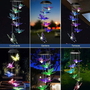 Solar-Windspiel-Lampe zum Aufhängen, Kürbis-Windspiel, Licht, LED-Farbwechsel, für den Außenbereich, Park, Innenhof, Weihnachts-Anhänger-Dekoration