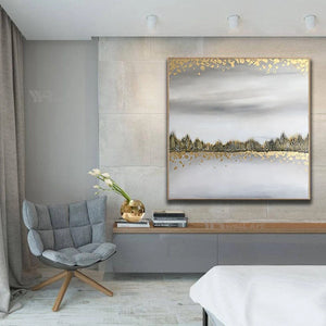 Abstract Gold Foil Landscape Hand Painted Oil Painting Canvas Decor Poster Wall Art Picture Living Room Bedroom Restaurant Hotel