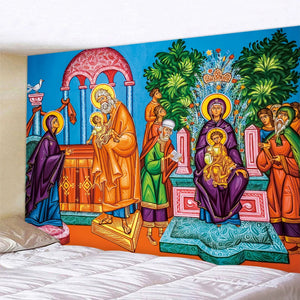 Murales de la Iglesia de Cristo, escenas psicodélicas, decoración del hogar, tapices artísticos, Hippie, bohemio, Tarot, ángeles, bonita decoración de pared de habitación, colgante de pared