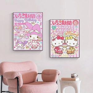 Sanrio-pintura de diamante de Hello Kitty, mosaico completo de diamantes 5D DIY, Kits de punto de cruz de canela de dibujos animados, arte de Anime, decoración del hogar