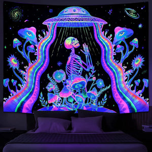 Van Gogh Sternenhimmel Fluoreszierender Wandteppich Ästhetisches Mandala an der Wand Hängendes Tuch Trippy Wandteppiche Home Room Psychedelic Decor