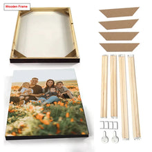 Cargar imagen en el visor de la galería, Impresión personalizada de su foto, póster de pintura en lienzo con marco de madera artesanal, impresiones de alta definición, Arte de la pared Decoración, imagen de paisaje familiar para mascotas y niños