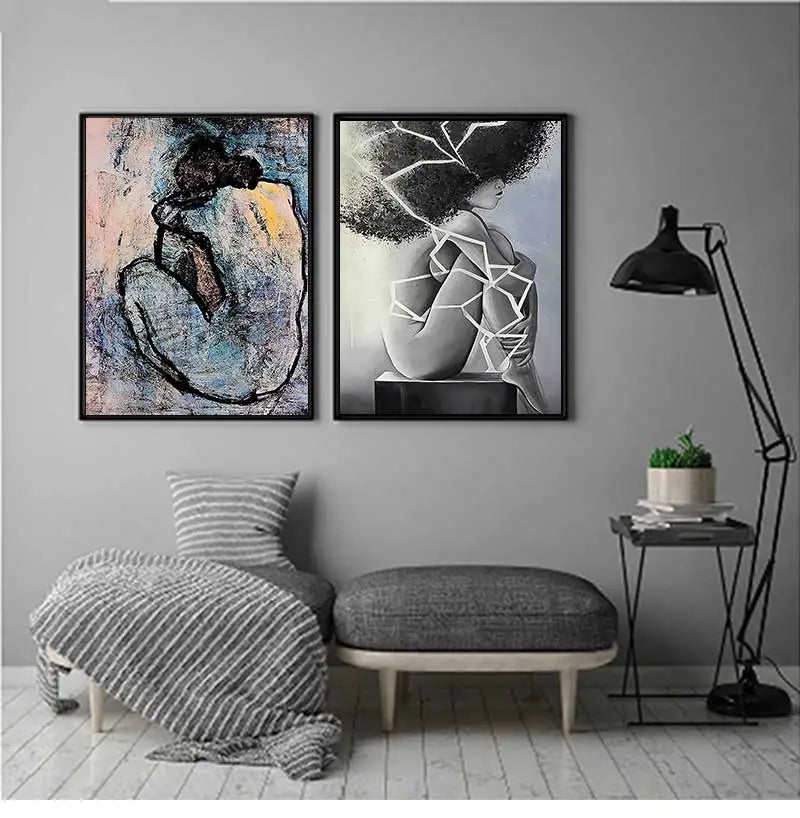 Immagine da parete bianca Stampa poster Decorazioni per la casa Bella donna astratta Camera da letto Wall Art Canvas Painting decorazione della stanza