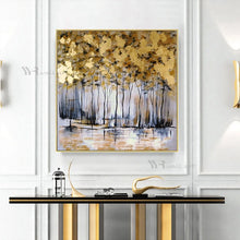 Cargar imagen en el visor de la galería, Hand Painted Abstract Trees Oil Painting On Canvas Modern Wall Art Hanging Picture Nordic Home Hotel Restaurant Aesthetics Mural