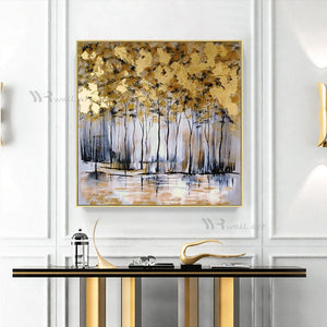 Hand Painted Abstract Trees Oil Painting On Canvas Modern Wall Art Hanging Picture Nordic Home Hotel Restaurant Aesthetics Mural