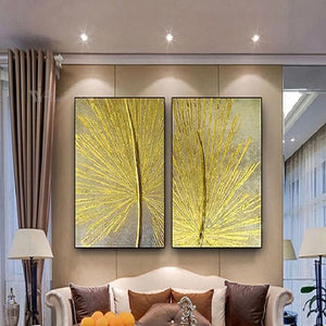 Gold Decor Oil Painting Modern Home Living Room Abstract Unique Art Mural Handmade Gold Foil Luxury Canvas Wall Aesthetic Poster