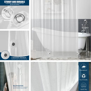 Rideau de douche Transparent imperméable, doublure de rideaux de bain en plastique blanc, Transparent/rose, moisissure de salle de bain, PEVA, maison de luxe avec crochets