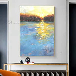 New Wall Decor Poster Hand Painted Sunrise Abstract Art Oil Painting Living Room Bedroom Porch Hotel Custom Large Canvas Picture