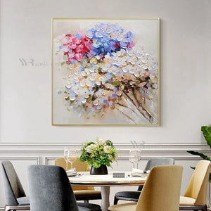 Home Decor Supplies 3D Texture Mural Wall Art Canvas Abstract Acrylic Floral Handmade Oil Painting for Dining Room Bedroom Study