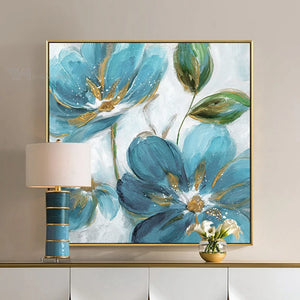 Blue Texture Abstract Floral Acrylic Decor Mural Modern Handmade Wall Art Canvas Oil Painting For Living Room Bedroom Restaurant