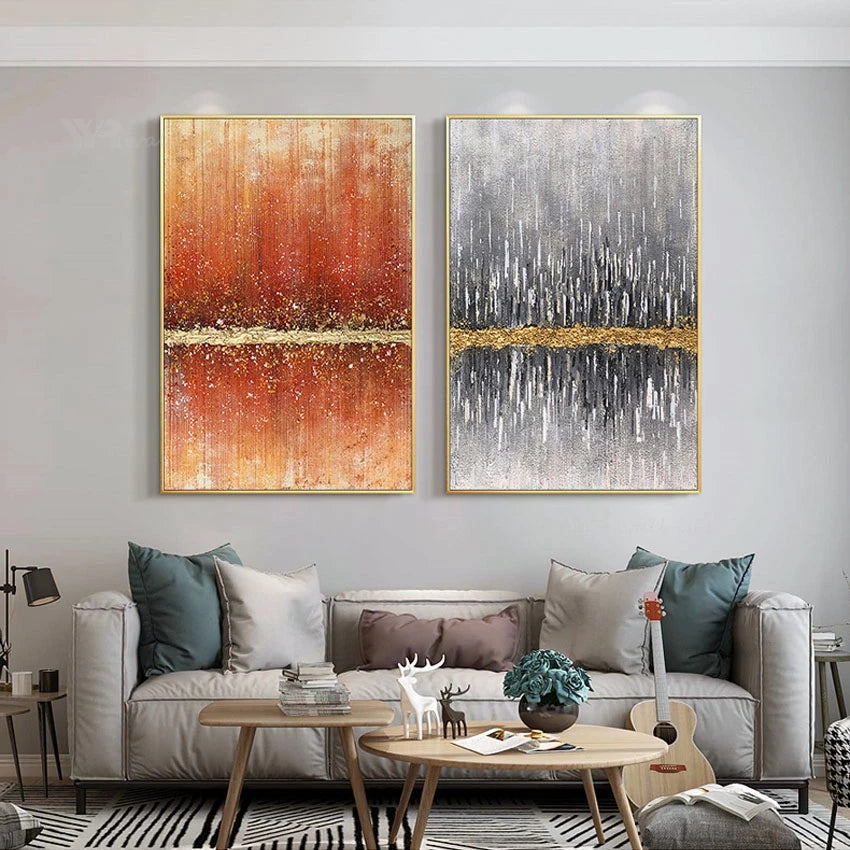 Pure Hand Painted Canvas Oil Painting Gold Wall Decor Art Poster Hanging Pictures For Living Room Entrance Hotel Decor Unframed