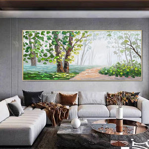 Hand Drawn Green Jungle Decorative Wall Poster Acrylic Canvas Art Oil Painting Living Room Sofa Bedroom Luxury Hanging Picture