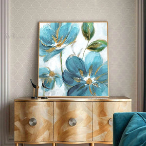 Blue Texture Abstract Floral Acrylic Decor Mural Modern Handmade Wall Art Canvas Oil Painting For Living Room Bedroom Restaurant