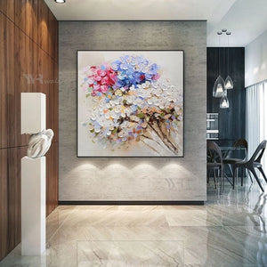 Home Decor Supplies 3D Texture Mural Wall Art Canvas Abstract Acrylic Floral Handmade Oil Painting for Dining Room Bedroom Study