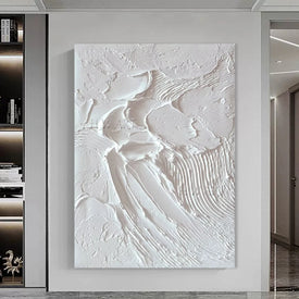 Abstract 3D Gold Thick Art Handmade Oil Painting Canvas White Paintings Wall Pictures Art Wall Artwork For Dining Room Unframed