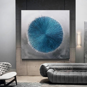 Modern decor Blue Wall Art Poster Pure Hand-Painted Canvas Oil Painting hallway hanging Poster light luxury living room mural