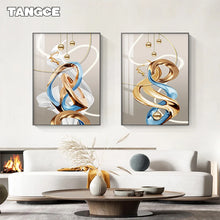 Carica l&#39;immagine nel visualizzatore della Galleria, Moderna astratta cervo dorato tela pittura nordico lusso nastro poster stampa immagini di arte della parete per soggiorno decorazione della casa