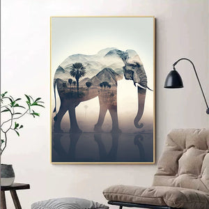 Abstract Elephant Sunset Animal Art Poster And Print Canvas Painting Africa Wild Life Wall Picture For Living Room Home Decor