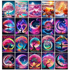 5D Diy Diamond Painting Fantasy Moon Tree Landscape Full Drill Rhinestones Mosaic Embroidery Handmade Products Home Decor Gift