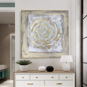 Nordic Abstract Canvas Painting Gold Circle Picture Interior Decor Handmade Acrylic Art Hanging Poster For Living Room Bedroom